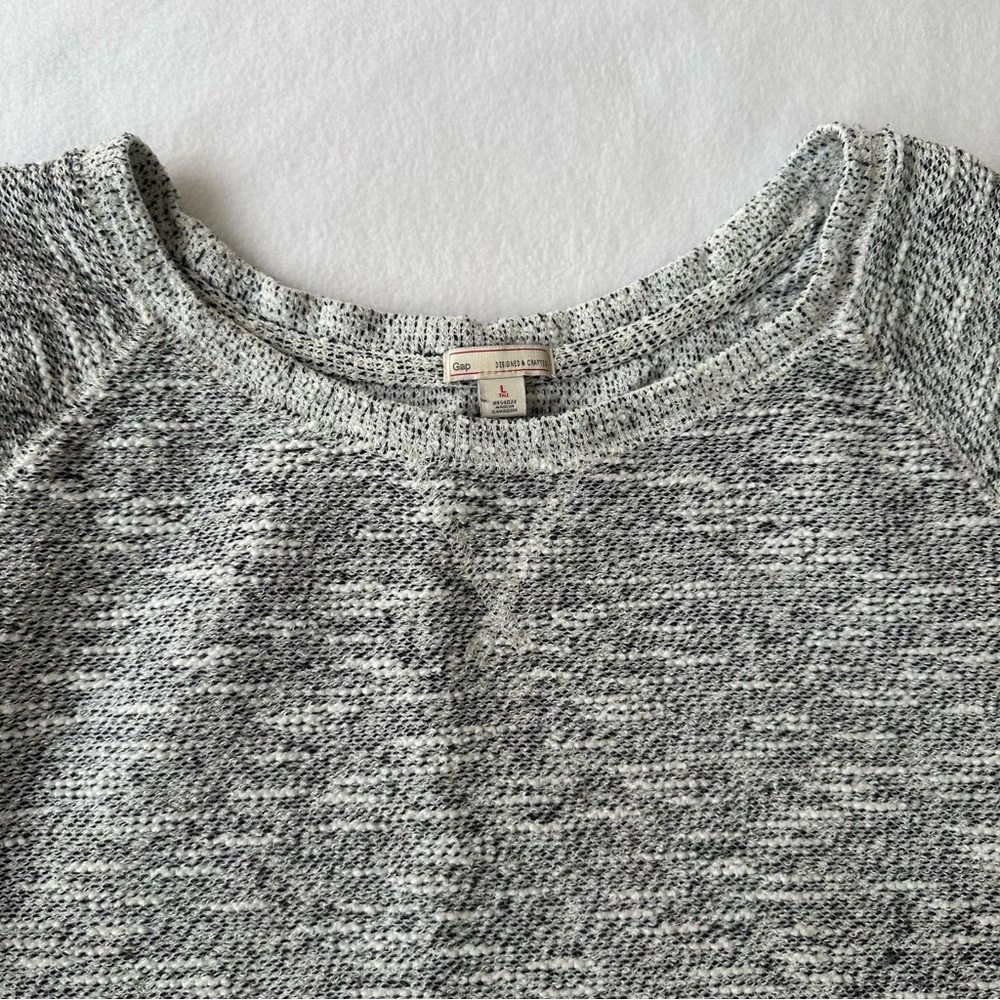 GAP Vintage 90s Textured Knit Crewneck Dress Gray Women’s Tall Size LT - Picture 4 of 7